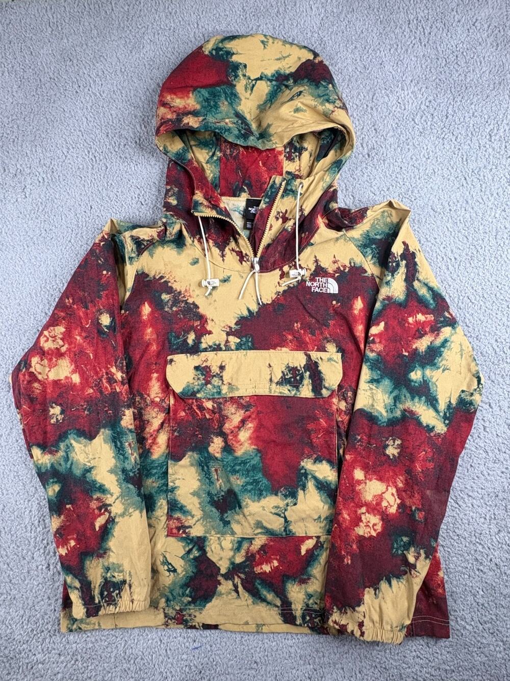 The North Face Printed Pullover Hoodie Men Large Multicolor Tie-Dye Long Sleeves
